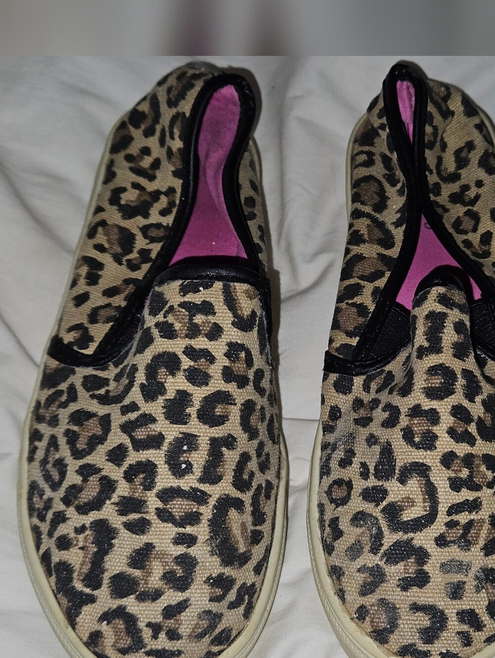 Candie's Leopard Print Slip-On Sneakers - Beige/Black/Pink